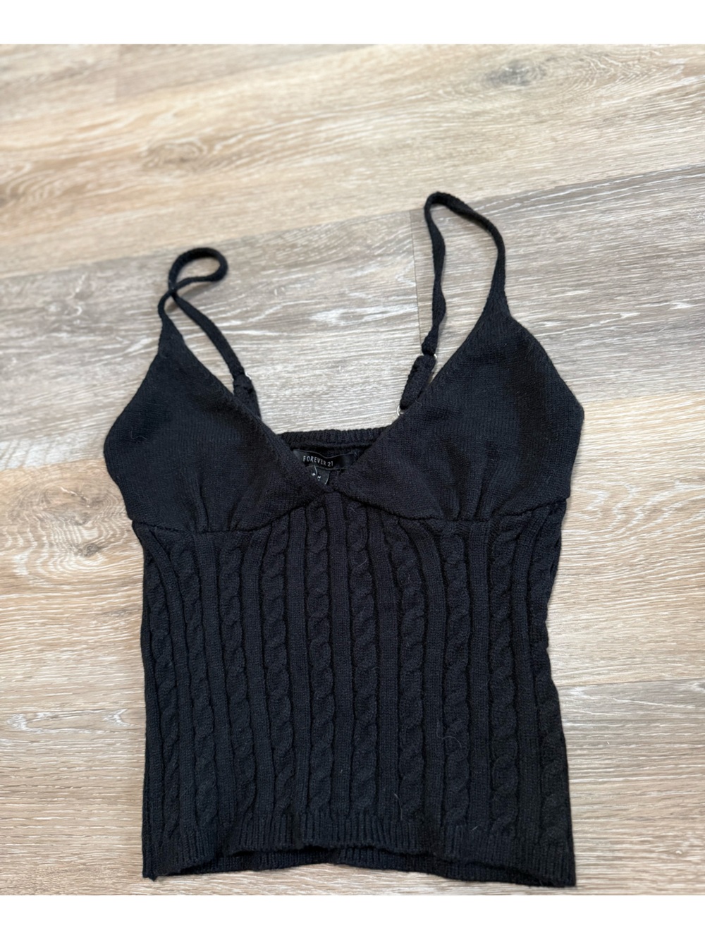 Forever 21 Black Cable Knit Tank Top
